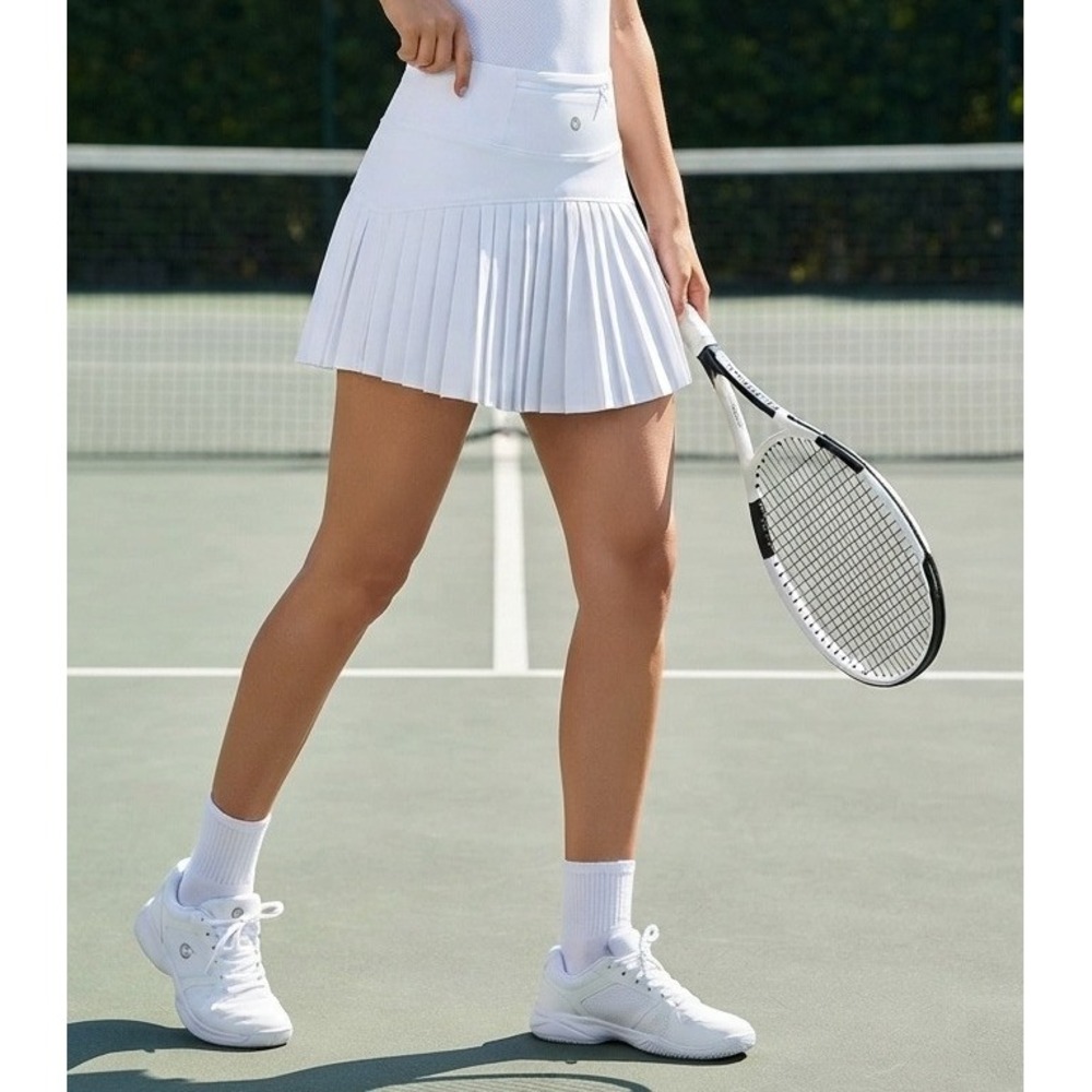 Baleaf Women's White Tennis Prep Pleated Athletic Skort Small Golf Running Skirt